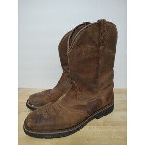 Cabela’s Mens Pinedale Brown Leather Western Square Toe Work Boots Size 14 D